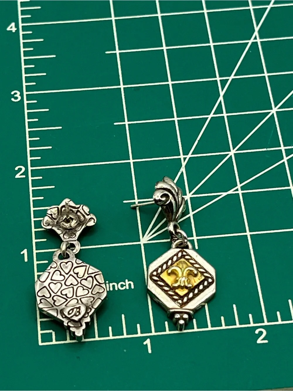 Brighton Silver and Gold Fleur-de-Lis Drop Earrings